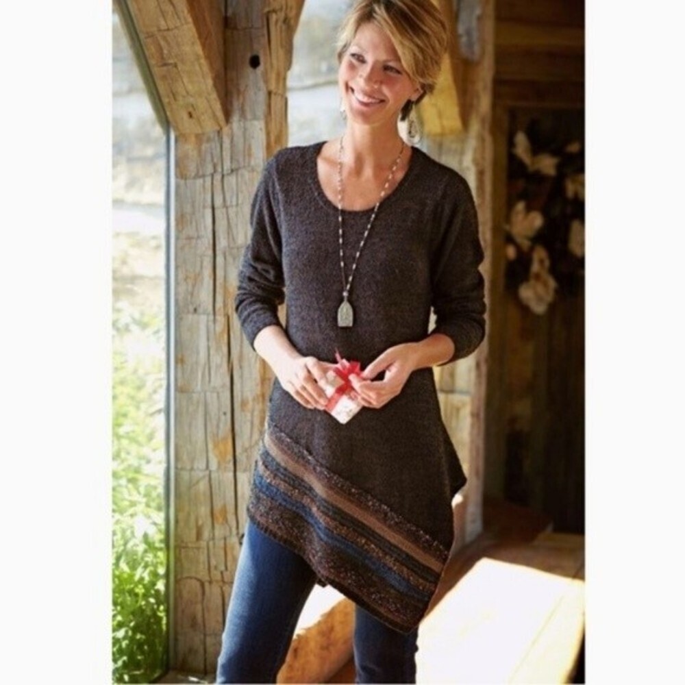 Soft Surroundings Wool Blend Asymmetrical Lagenlook Sweater Size Small